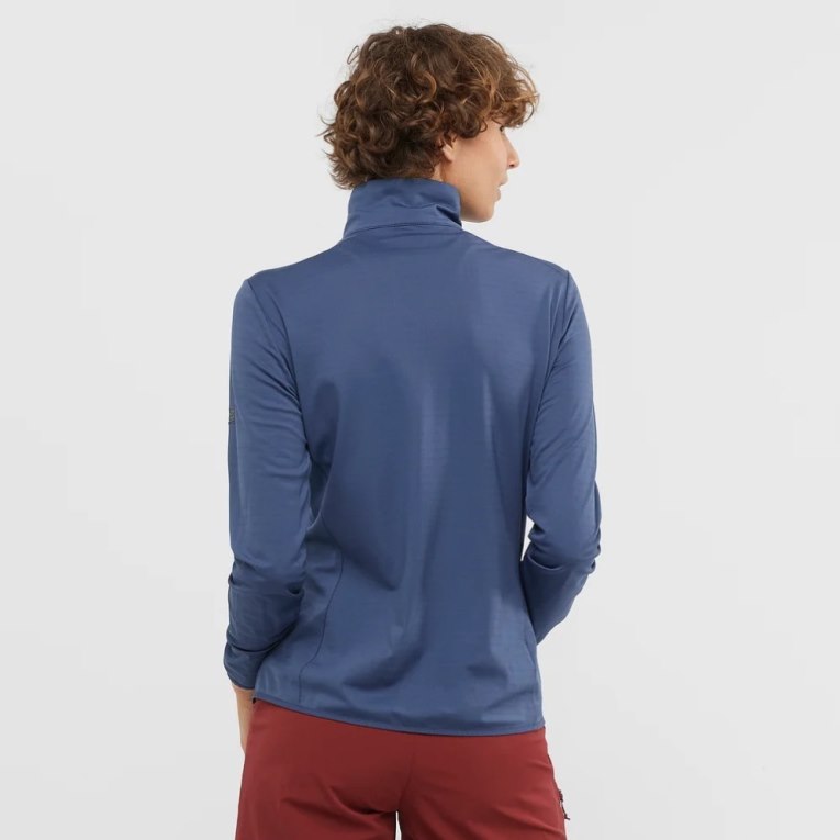 Chaquetas Salomon Essential Lightwarm Full Zip Mujer Azul Marino | MX ZEJL201